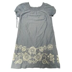 100% Cotton Embroidered‎ dusty blue Dress Talbots Size 14